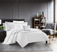 Chic Home Crete Cotton Comforter Set Solid White With Dual Stripe Embroidered Border Zig-Zag Details Hotel Collection Bedding - Includes Decorative Pillow Shams - 4 Piece - Queen 92x96, Navy - Queen