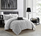 NY&C Home Leighton 9 Piece Comforter Set Diamond Stitched Design Crinkle Textured Pattern Bed In A Bag Bedding - Sheets Pillowcases Decorative Pillows Shams Included, King, Grey - King