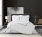 Chic Home Ella Cotton Duvet Cover Set Solid White Dual Stripe Embroidered Border Zig-Zag Details Hotel Collection Bedding - Includes Sheets Pillowcases Pillow Shams - 7 Piece - King 106x96, Navy - King