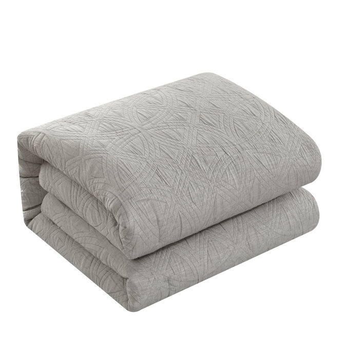 NY&C Home Artista 9 Piece Cotton Blend Comforter Set Jacquard Geometric Pattern Design Bed In A Bag Bedding - Sheets Pillowcases Decorative Pillows Shams Included, Queen, Grey - Queen