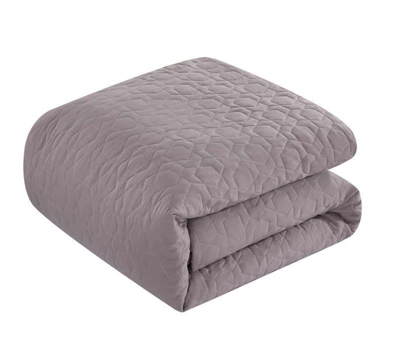 NY&C Home Davina 5 Piece Comforter Set Geometric Hexagonal Pattern Design Bedding - Decorative Pillows Shams Included, Queen, Lavender - Queen