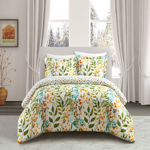 Chic Home Robin 3 Piece Duvet Cover Set Reversible Hand Painted Floral Print Design Bedding with Zipper Closure Multi-color