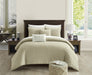 NY&C Home Davina 5 Piece Comforter Set Geometric Hexagonal Pattern Design Bedding - Decorative Pillows Shams Included, Queen, Beige - Queen