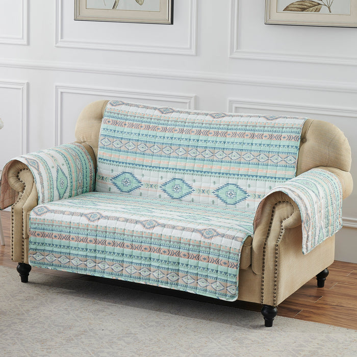 Greenland Home Fashions Barefoot Bungalow Phoenix Furniture Protector - Loveseat 103x76", Turquoise - 103x76,Phoenix Turquoise