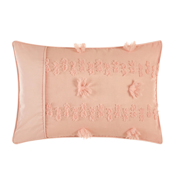 Chic Home Ahtisa Comforter Set Jacquard Floral Applique Design Bed in a Bag Blush, King - King