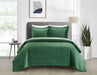 NY&C Home Wafa 3 Piece Velvet Quilt Set Diamond Stitched Pattern Bedding - Pillow Shams Included, King, Green - King