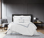 Chic Home Crete Cotton Comforter Set Solid White With Dual Stripe Embroidered Border Zig-Zag Details Hotel Collection Bedding - Includes Decorative Pillow Shams - 4 Piece - King 106x96, Navy - King