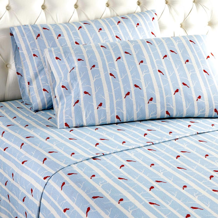Micro Flannel Printed Deep-Pocket Sheet Set, Full, Cardinals Blue - Full,Cardinals Blue