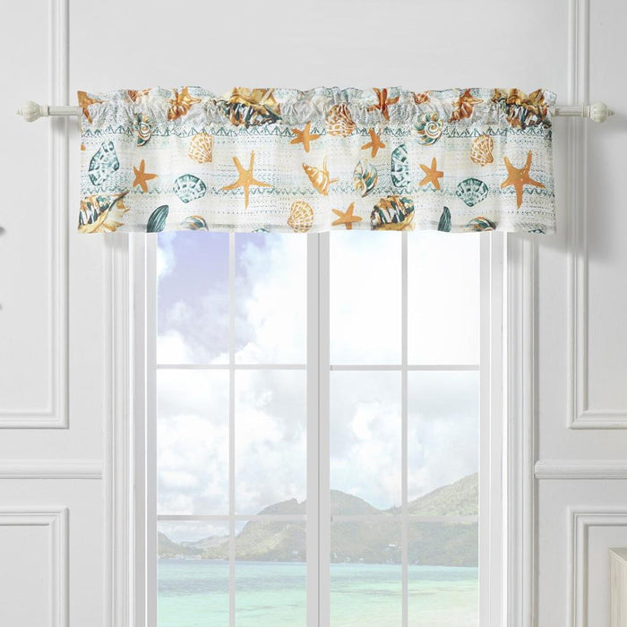 Greenland Home Fashions Kona Luxurious 3" Rod Pocket Window Valance 84" x 16" Ocean