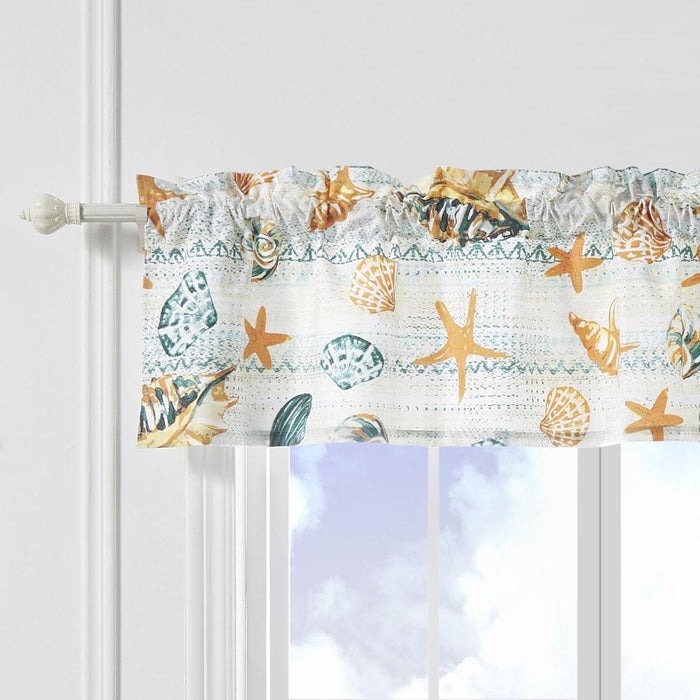 Greenland Home Fashions Kona Luxurious 3" Rod Pocket Window Valance 84" x 16" Ocean
