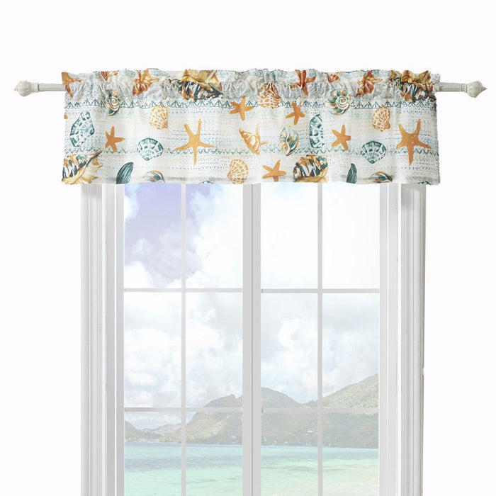 Greenland Home Fashions Kona Luxurious 3" Rod Pocket Window Valance 84" x 16" Ocean