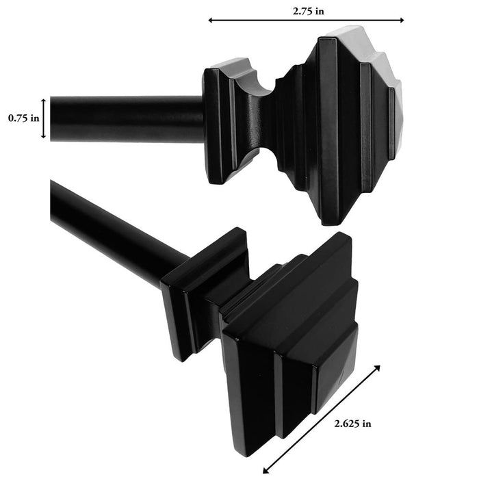 Versailles Industria Mercury Steel Heavy Duty Curtain Rods for Windows Set Black