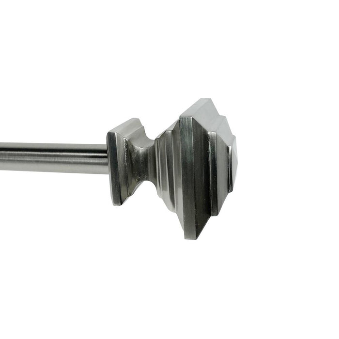 Versailles Industria Stacked Steel Heavy Duty Curtain Rods for Windows Set Brushed Nickel