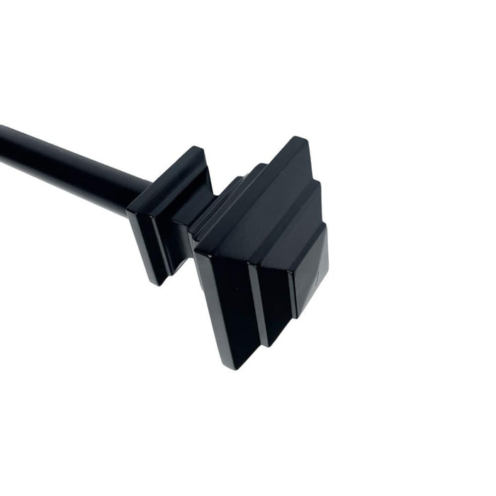 Versailles Industria Stacked Steel Heavy Duty Curtain Rods for Windows Set Black