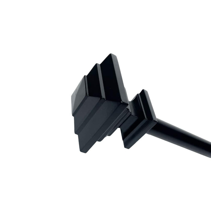 Versailles Industria Stacked Steel Heavy Duty Curtain Rods for Windows Set Black
