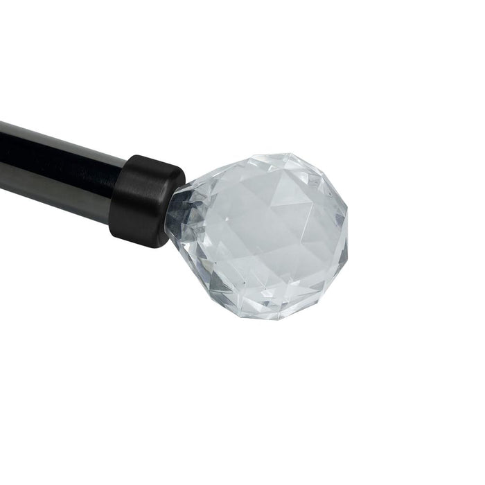 Versailles Imperial Dew Drop Steel Heavy Duty Curtain Rods for Windows Set Black Onyx