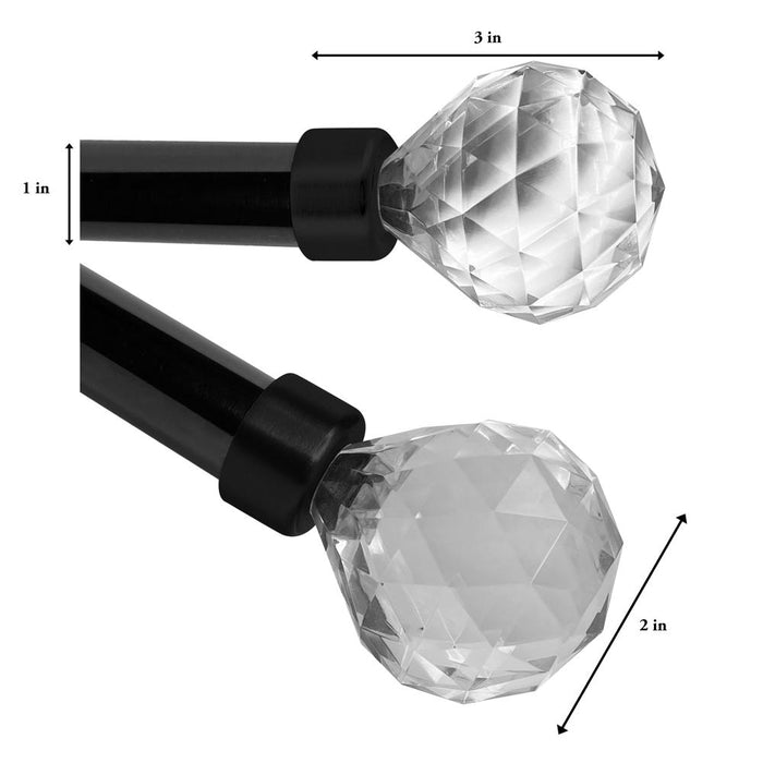 Versailles Imperial Dew Drop Steel Heavy Duty Curtain Rods for Windows Set Black Onyx