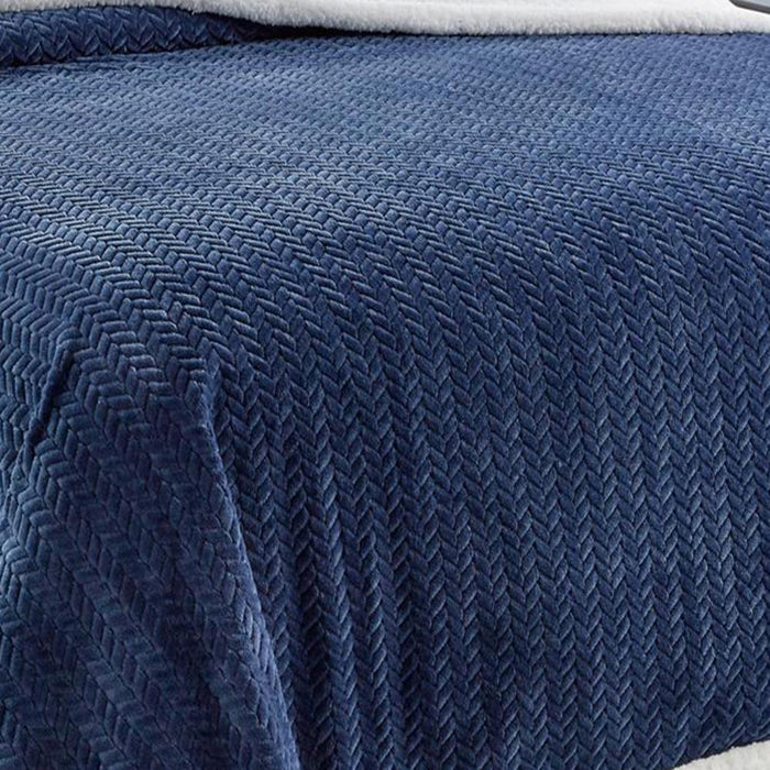 Jacquard Microplush Soft Premium Microplush Braided Blanket Navy by Plazatex