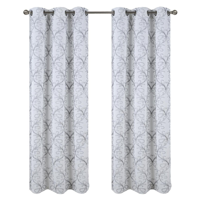 RT Designer Collection Kimber Embroidered Blackout Luxurious Decorative Grommet Curtain Panel White