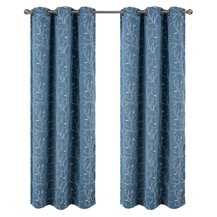 RT Designer Collection Luciana Embroidered Blackout Luxurious Decorative Grommet Curtain Panel Wedgwood