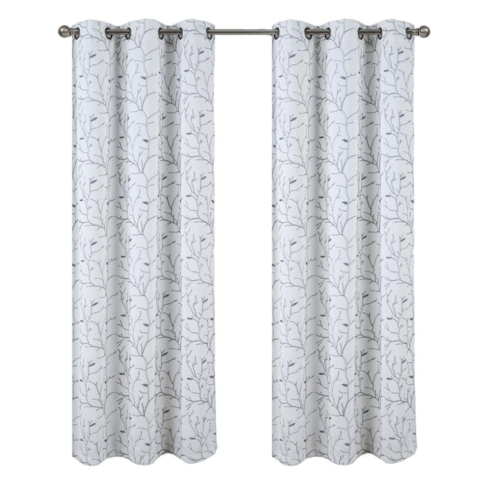 RT Designer Collection Luciana Embroidered Blackout Luxurious Decorative Grommet Curtain Panel White