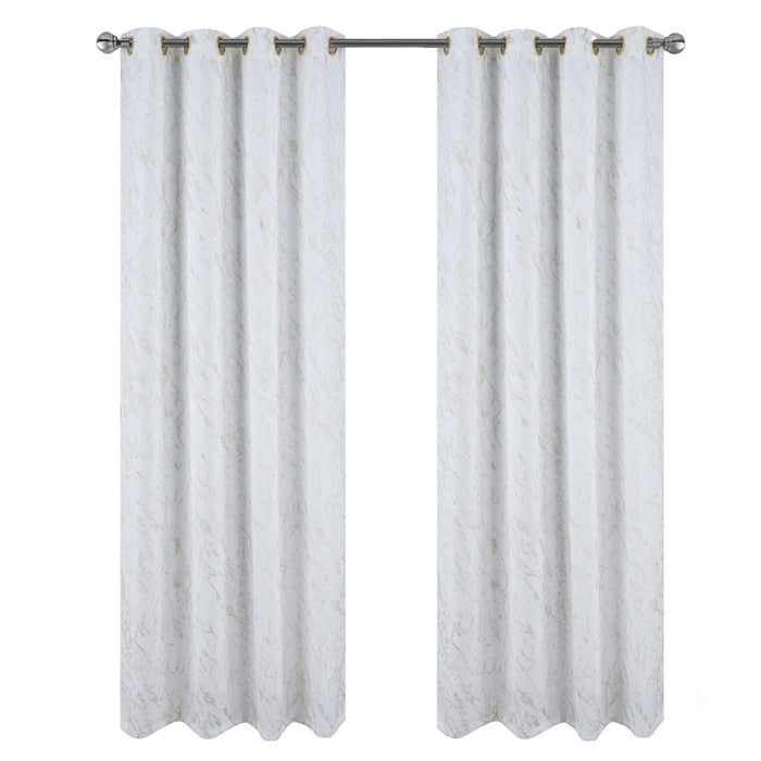 RT Designer Collection Heidi Halo Foil Blackout Luxurious Decorative Grommet Curtain Panel 54" x 90" White