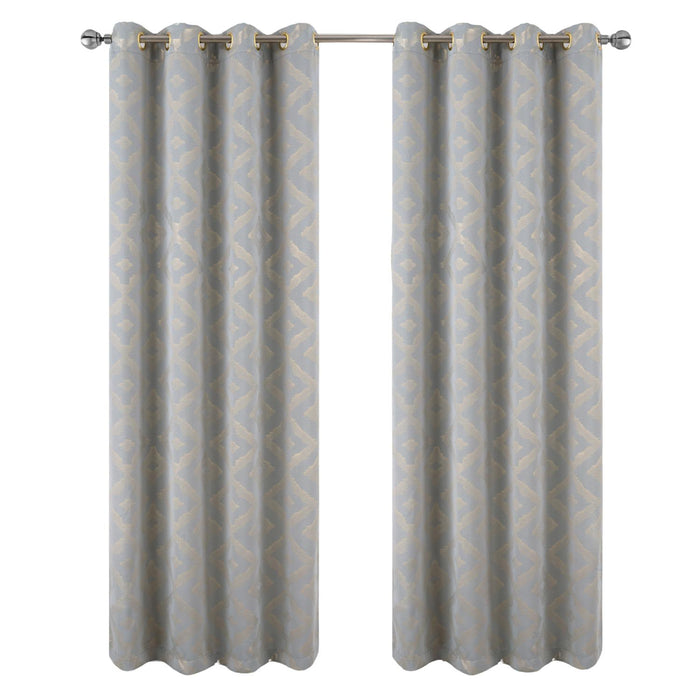 RT Designer Collection Heathrow Halo Foil Blackout Luxurious Decorative Grommet Curtain Panel 54" x 90" Silver