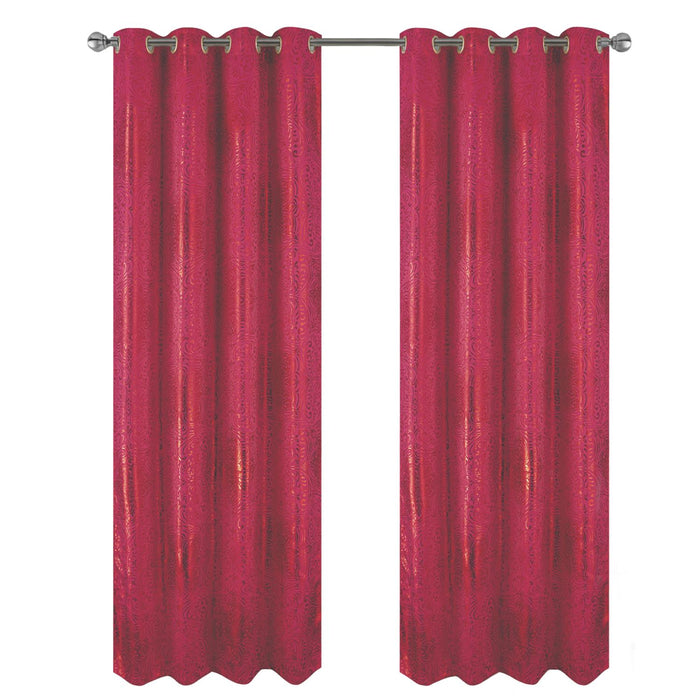 RT Designer Collection Helena Halo Foil Blackout Luxurious Decorative Grommet Curtain Panel 54" x 90" Red