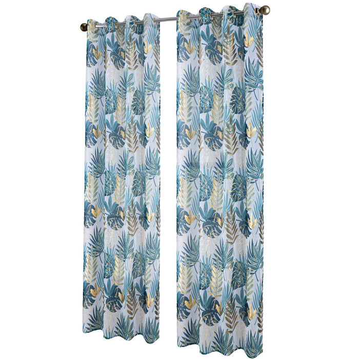 RT Designer Collection Fern Foil Printed Doily Luxurious Decorative Grommet Curtain Panel 54" x 90" Green