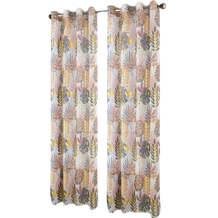 RT Designer Collection Fern Foil Printed Doily Luxurious Decorative Grommet Curtain Panel 54" x 90" Peach