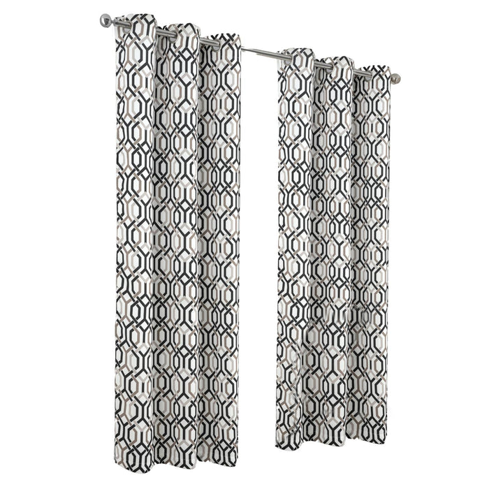 RT Designer Collection Rory Printed Blackout Luxurious Decorative Grommet Curtain Panel Black