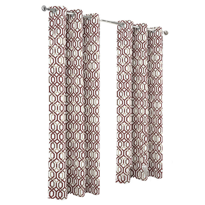 RT Designer Collection Rory Printed Blackout Luxurious Decorative Grommet Curtain Panel Burgundy