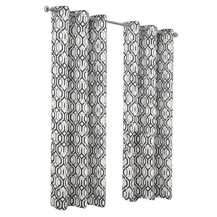 RT Designer Collection Rory Printed Blackout Luxurious Decorative Grommet Curtain Panel Black