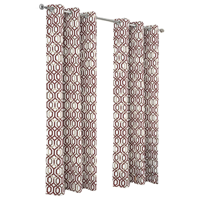 RT Designer Collection Rory Printed Blackout Luxurious Decorative Grommet Curtain Panel Burgundy
