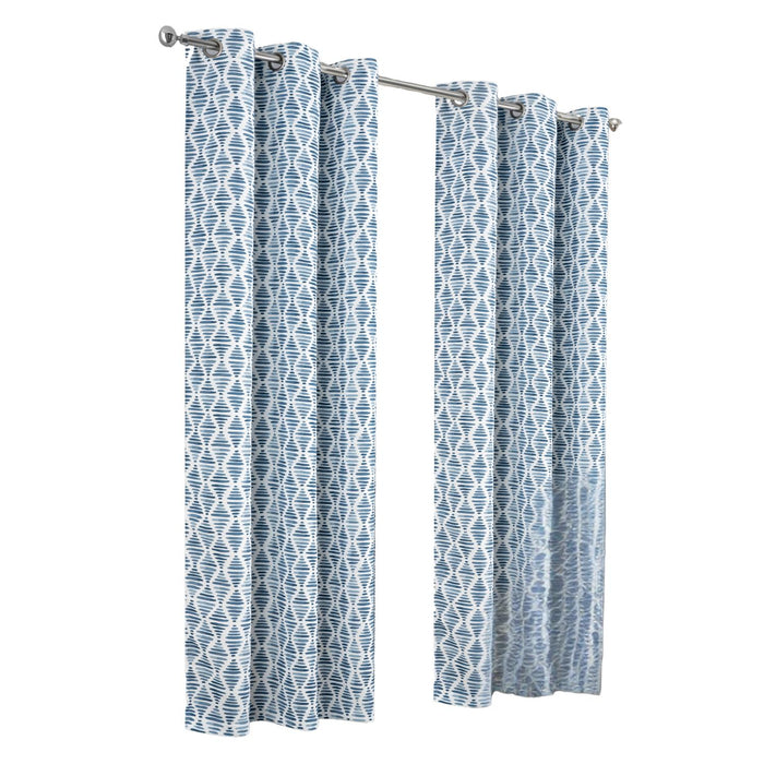 RT Designer Collection Justice Printed Blackout Luxurious Decorative Grommet Curtain Panel Blue