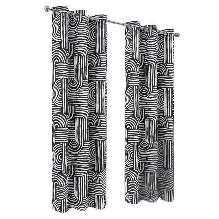 RT Designer Collection Ashton Printed Blackout Luxurious Decorative Grommet Curtain Panel 54" x 84" Black