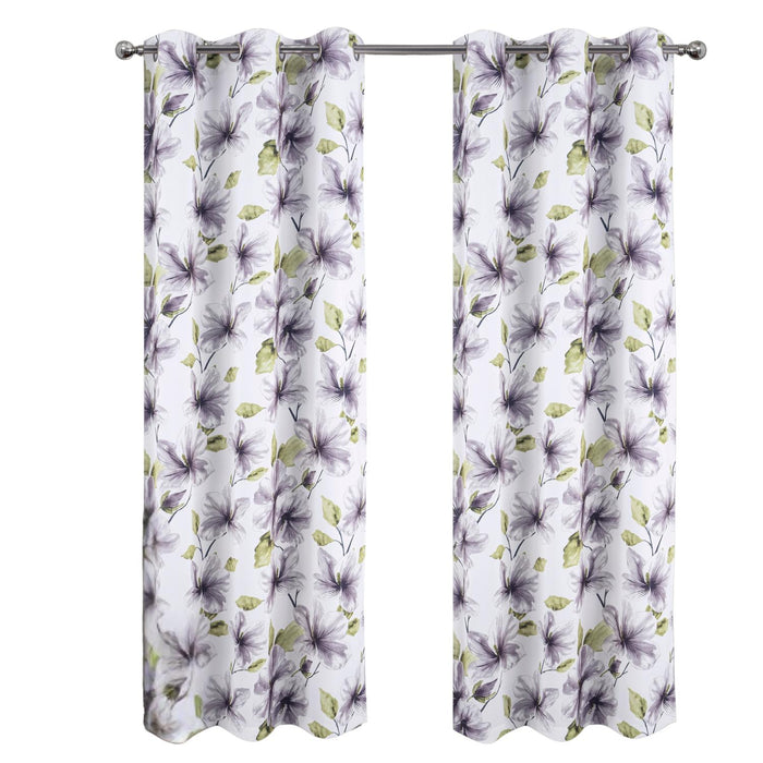 RT Designer Collection April Printed Blackout Luxurious Decorative Grommet Curtain Panel 54" x 84" Silver