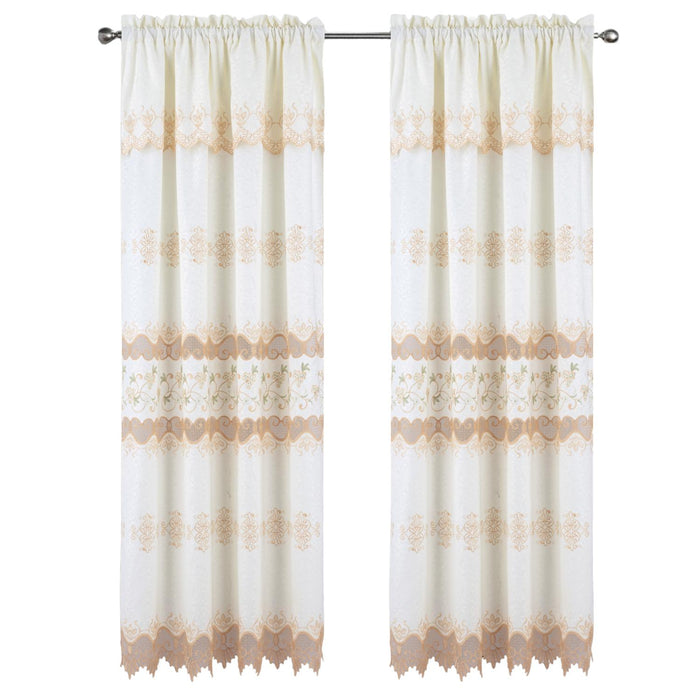 RT Designer Collection Alice Macrame Luxurious Decorative Rod Pocket Curtain Panel 54" x 84" Beige