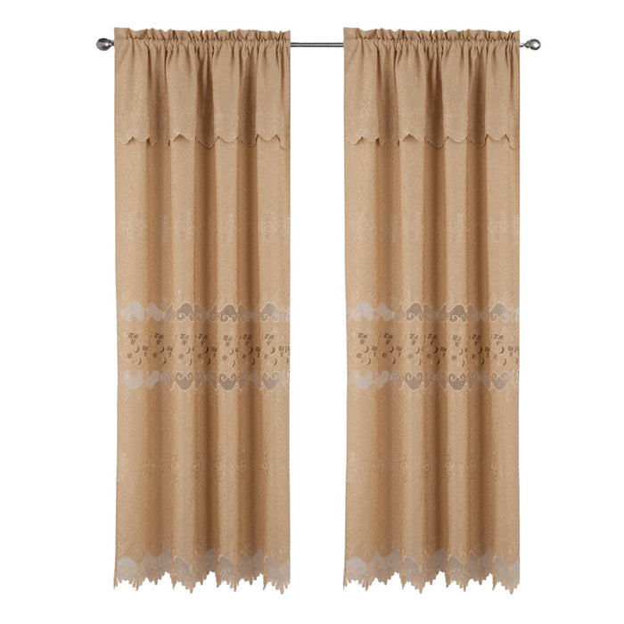 RT Designer Collection Alice Macrame Luxurious Decorative Rod Pocket Curtain Panel 54" x 84" Gold
