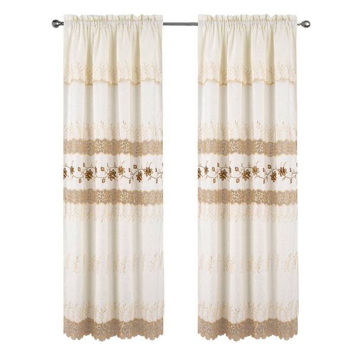 RT Designer Collection Antonia Macrame Luxurious Decorative Rod Pocket Curtain Panel 54" x 84" Beige