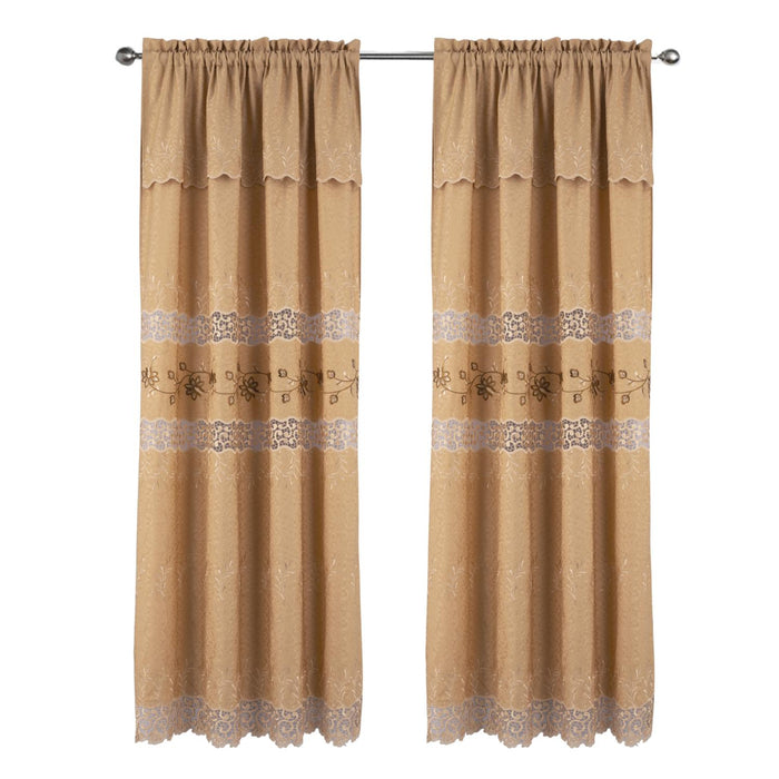 RT Designer Collection Antonia Macrame Luxurious Decorative Rod Pocket Curtain Panel 54" x 84" Gold