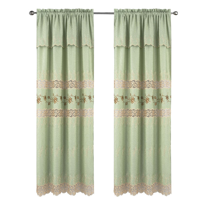 RT Designer Collection Antonia Macrame Luxurious Decorative Rod Pocket Curtain Panel 54" x 84" Sage
