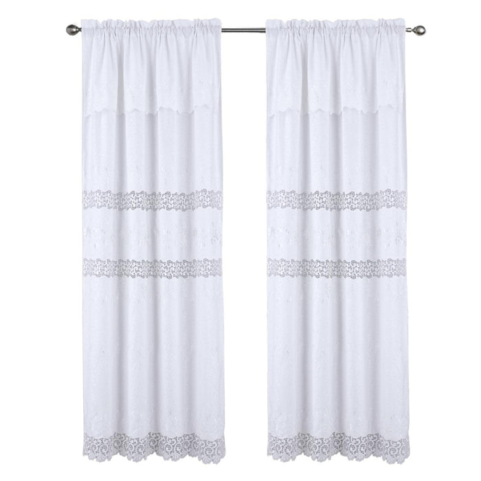RT Designer Collection Antonia Macrame Luxurious Decorative Rod Pocket Curtain Panel 54" x 84" White