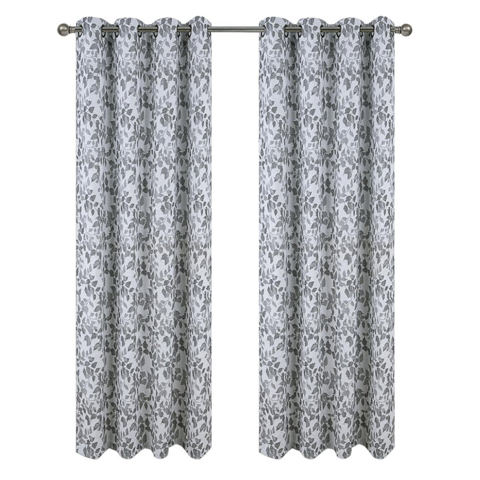 RT Designer Collection Brent Jacquard Luxurious Decorative Grommet Curtain Panel 54" x 84" Silver