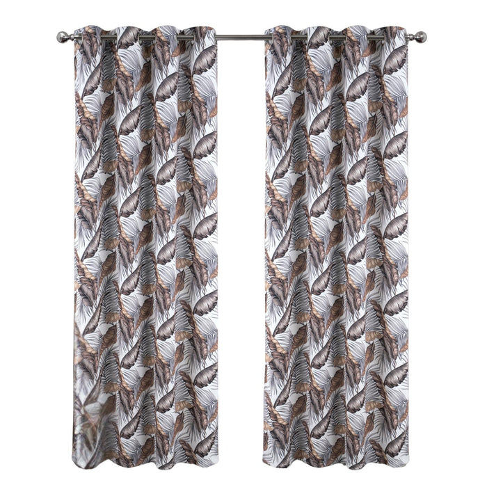 RT Designer Collection Brazil Printed Blackout Luxurious Decorative Grommet Curtain Panel 54" x 90" Taupe