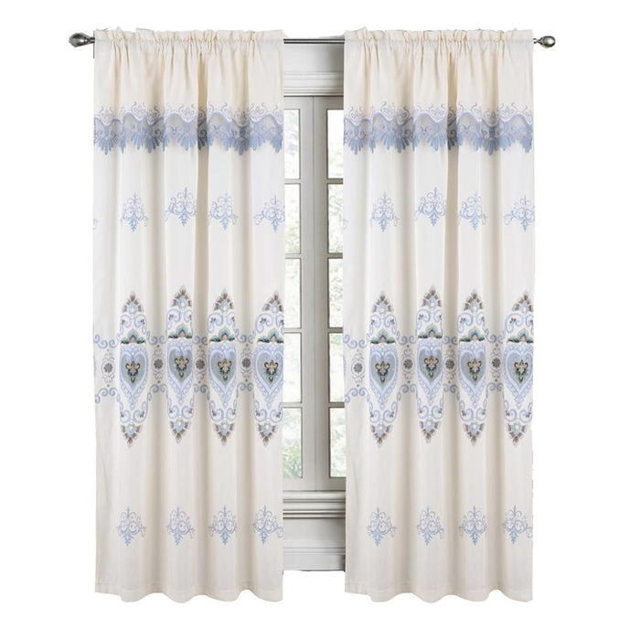 RT Designers Collection Bonnie Macrame Rod Pocket Room Darkening Curtain Panels for Living Room 52" x 84" Beige