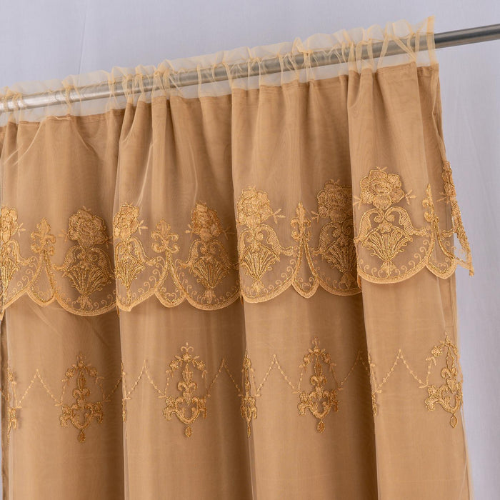 RT Designers Collection Daisy Embroidery Grommet Curtain Panel With Attached Valance 54" x 84" Gold/Gold