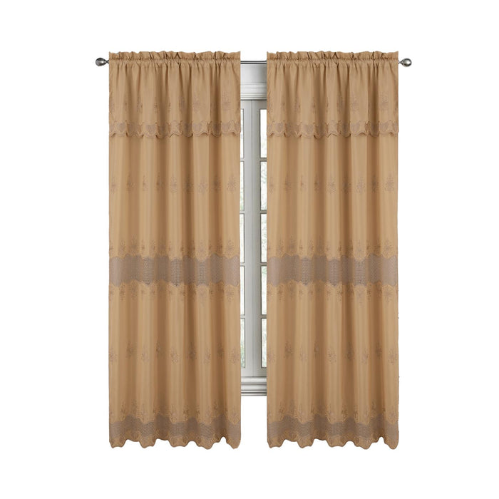 RT Designers Collection Donna Macrame Construction 3" Rod Pocket Curtain Panel Gold