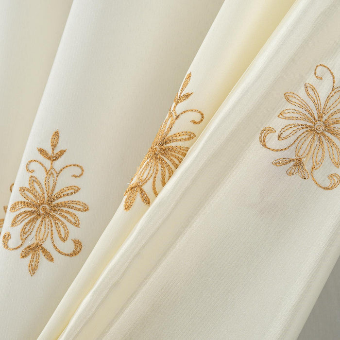 RT Designers Collection Donna Macrame Construction 3" Rod Pocket Curtain Panel Beige/Gold