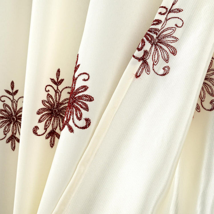 RT Designers Collection Donna Macrame Construction 3" Rod Pocket Curtain Panel Beige/Burgundy